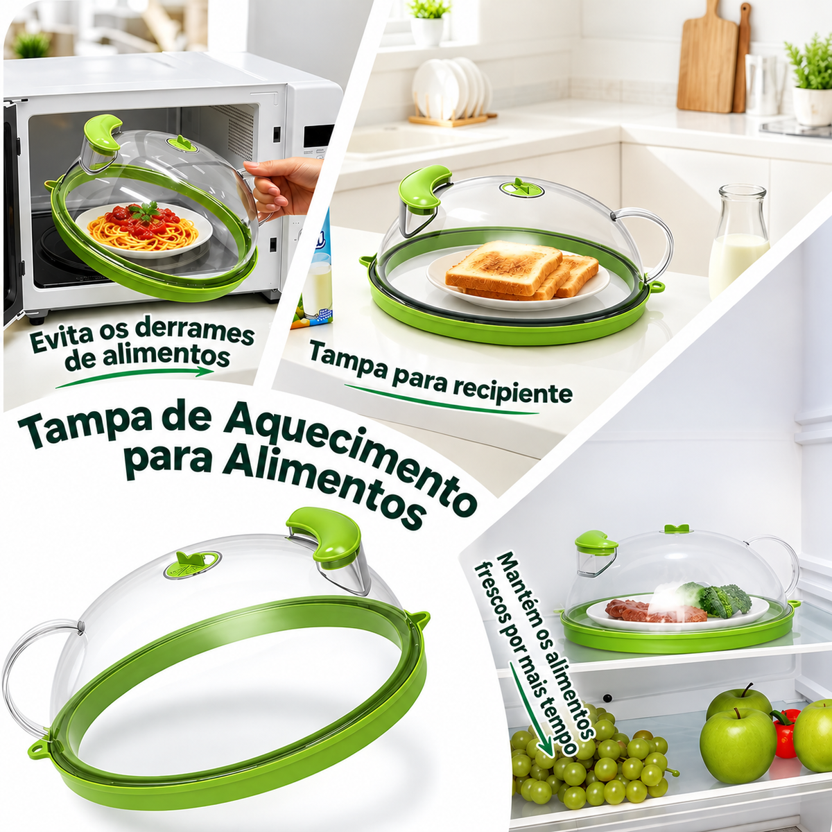 Tampa 2 em 1 para micro-ondas™ Uma forma mais prática de aquecer os seus alimentos