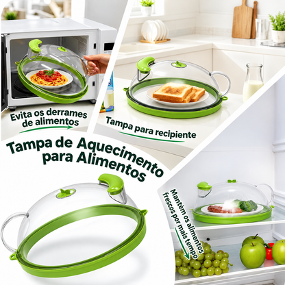Tampa 2 em 1 para micro-ondas™ Uma forma mais prática de aquecer os seus alimentos